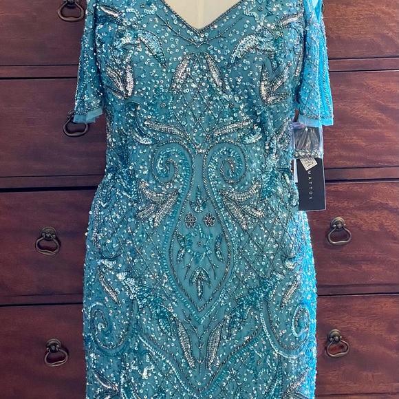 Aidan Mattox Cold Shoulder Beaded Dress 4 - Picture 2 of 10